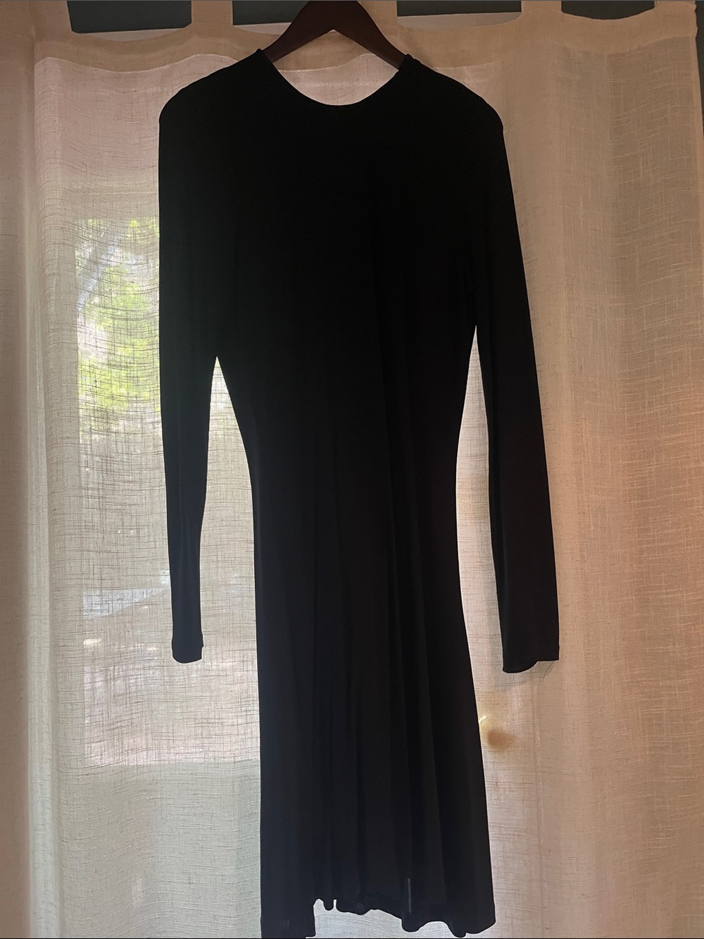 Classic Navy Long-Sleeve Midi Dress